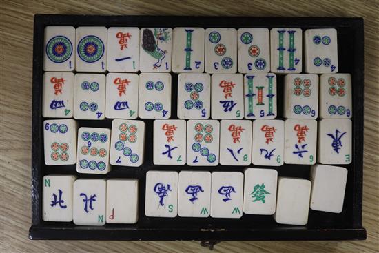 A Chinese lacquer mahjong set